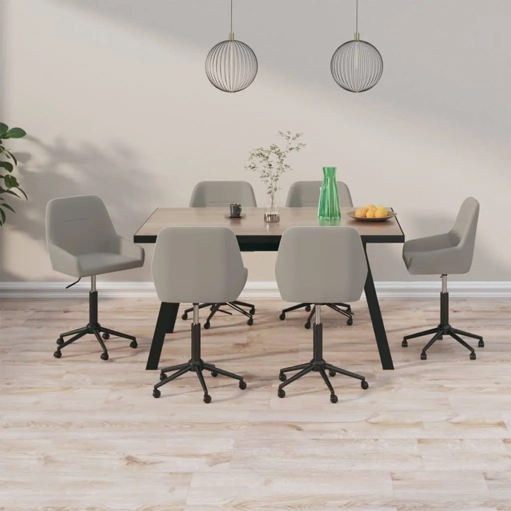 vidaXL Cadeiras de jantar giratórias 6 pcs veludo cinzento-claro