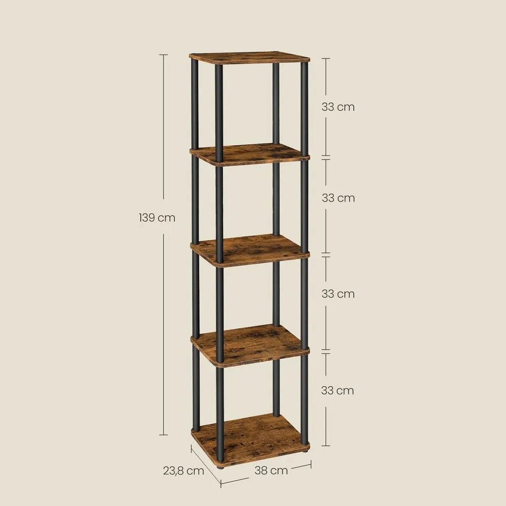 Estante sala 23,8 x 38 x 139 cm com 5 níveis castanha-preto