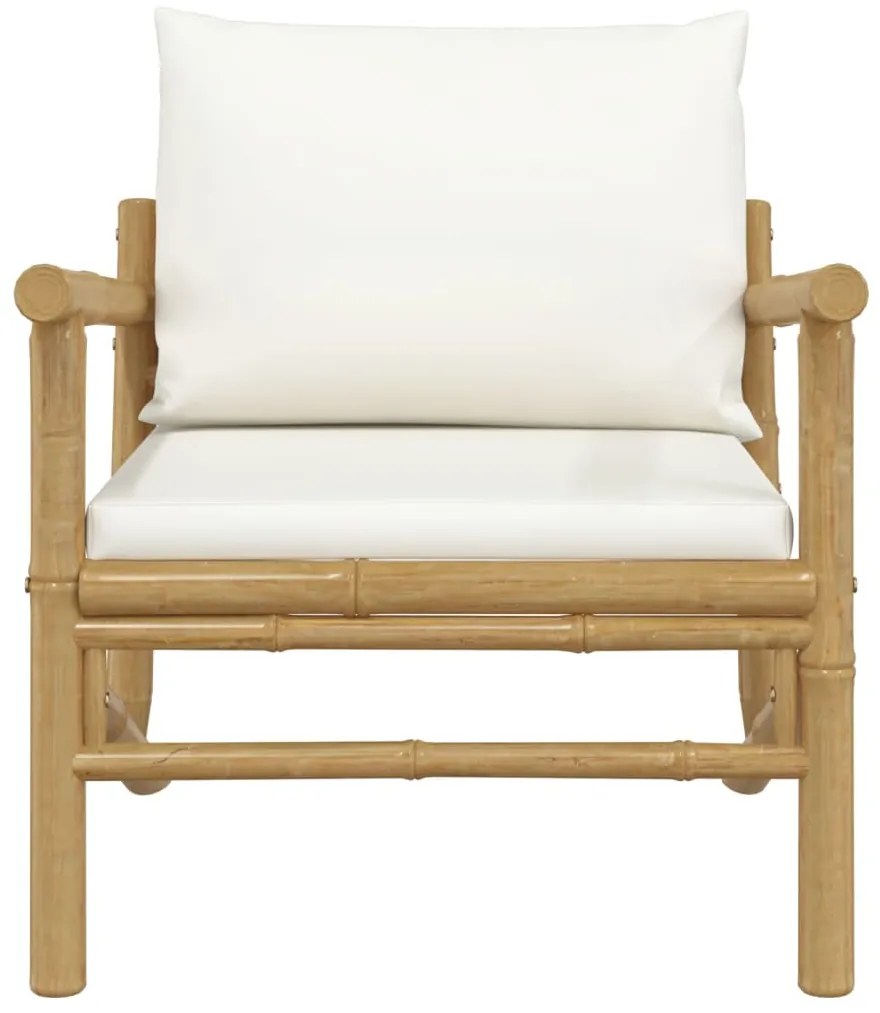 Cadeiras de jardim 2pcs bambu com almofadões branco nata