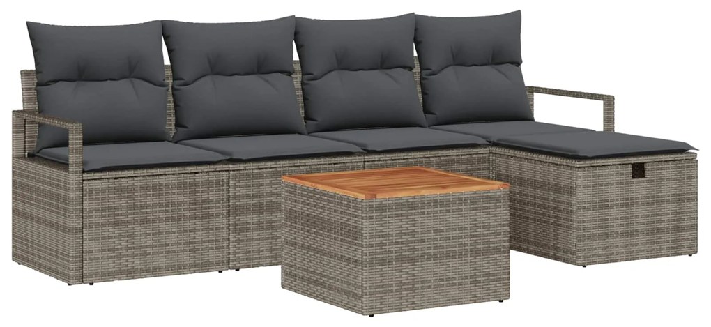 vidaXL Conjunto de Sofá de Jardim 6 pcs Cinzeto Rattan Sintético