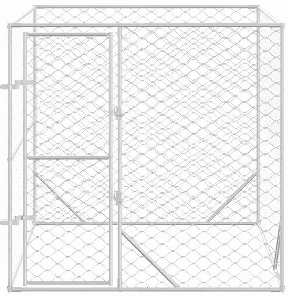 Canil de exterior 2x2x2 m aço galvanizado prateado