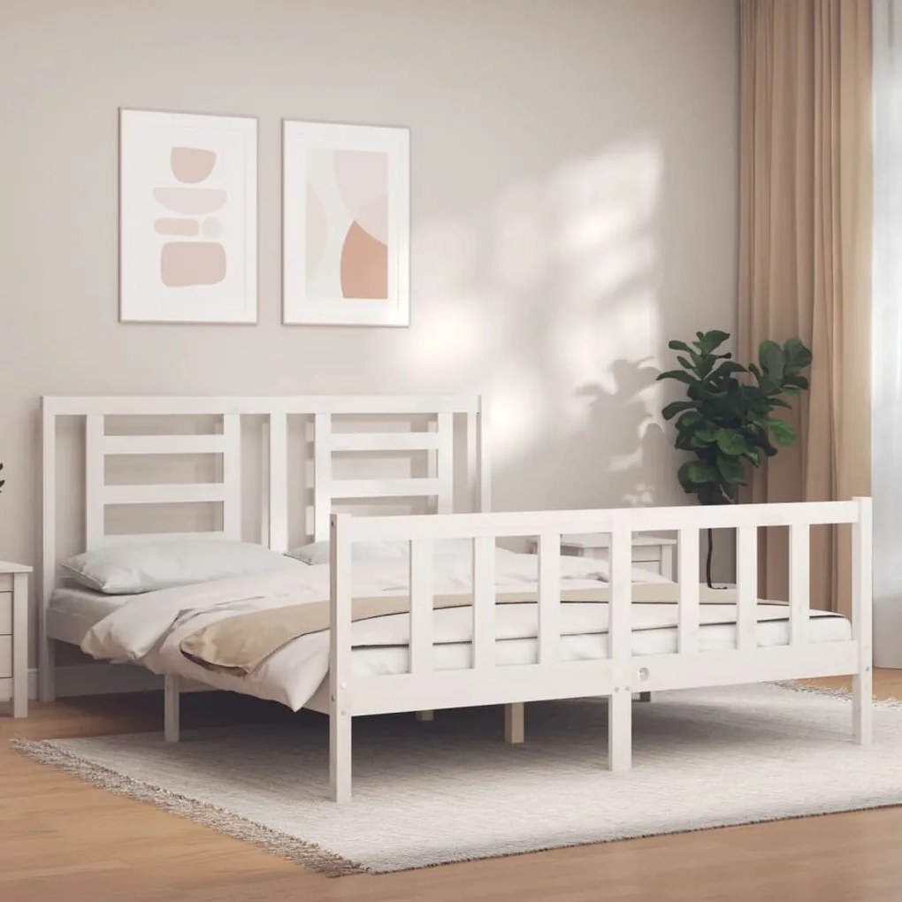 vidaXL Cama sem colchão 160x200 cm madeira de pinho maciça branco