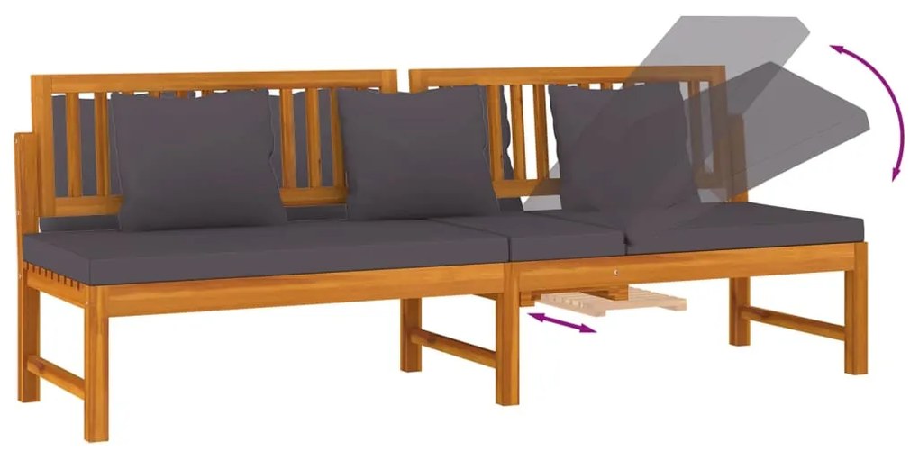 Sofá-cama com almofadão 200x60x75 cm pinho maciço cinza