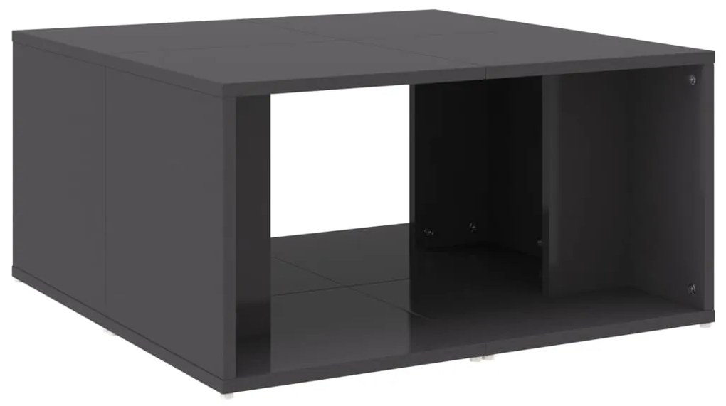 Mesas de centro 4pcs derivados de madeira cinza brilhante