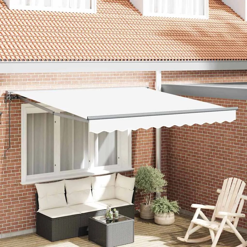 vidaXL Toldo Retrátil Branco 350 x 250 cm Poliéster e Metal