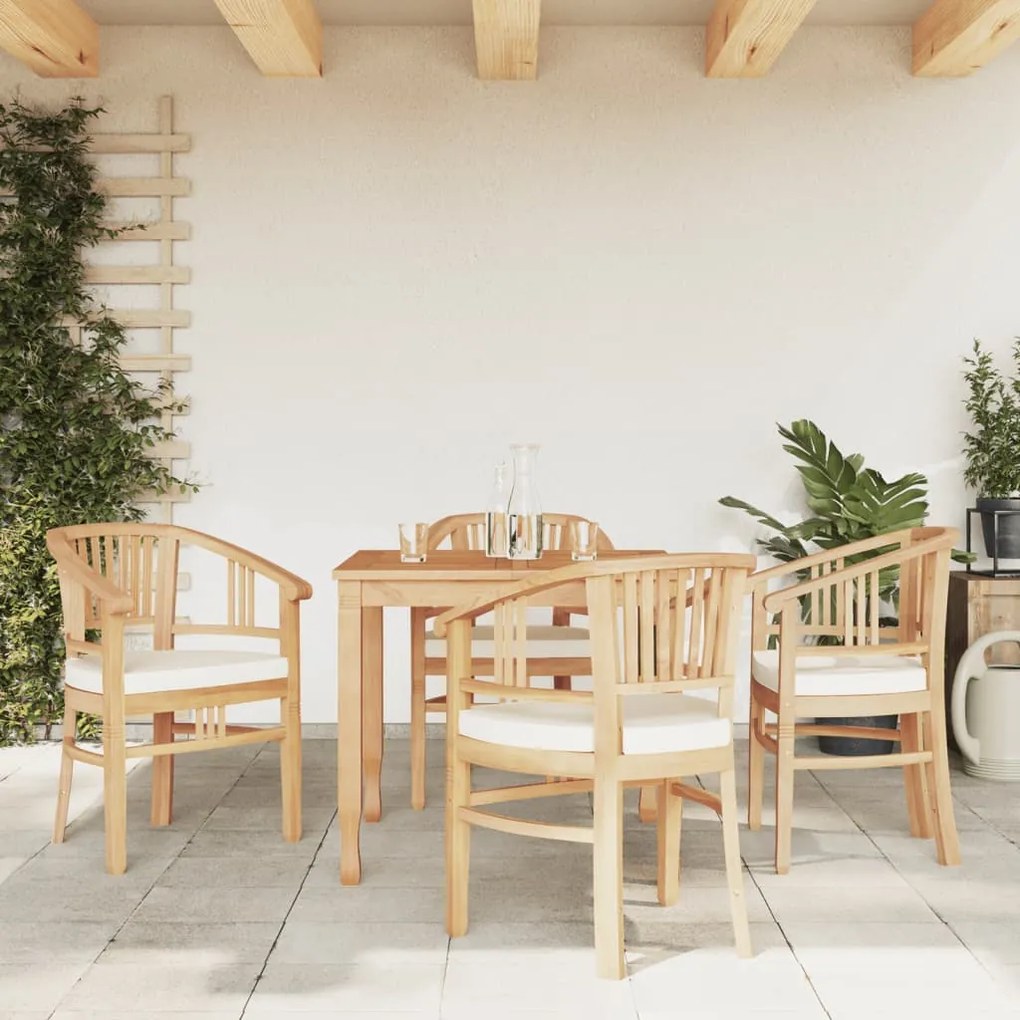 vidaXL 5 pcs conjunto de jantar p/ jardim madeira de teca maciça