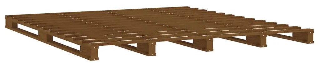 Cama de paletes king 150x200 cm pinho maciço castanho mel