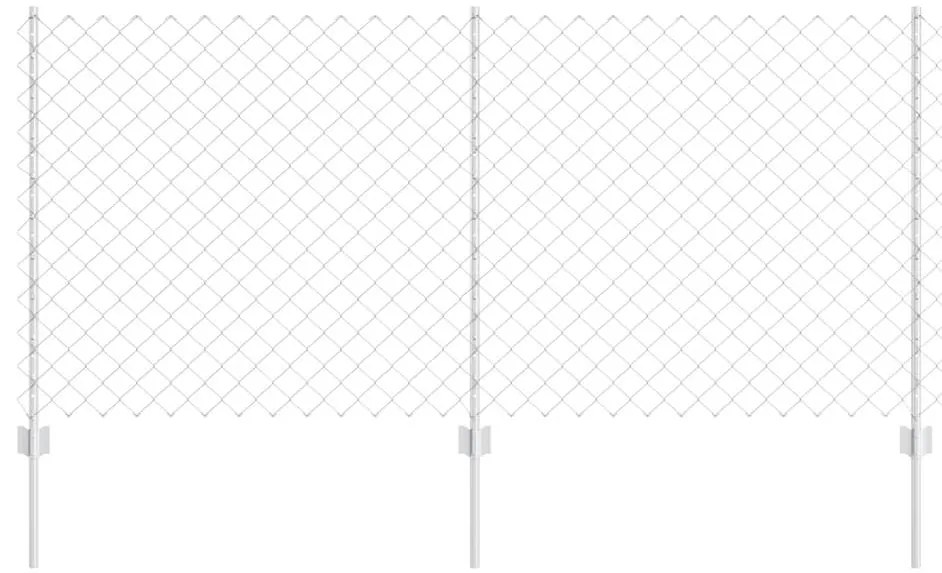 Cerca de Cadeia com 20 Postes Prata 1x10 m de Aço