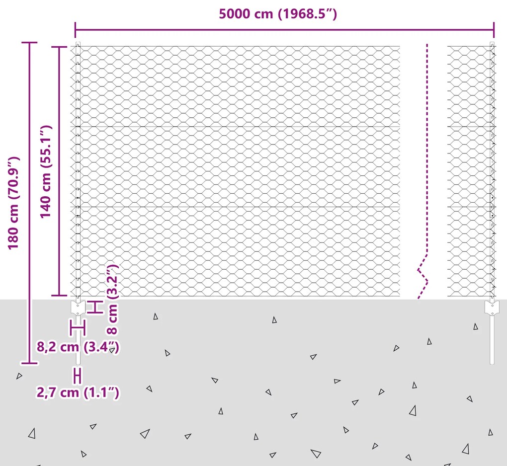 Postes de Cerca vidaXL 22 pcs U-Channel 140 cm Aço Galvanizado, Cerca