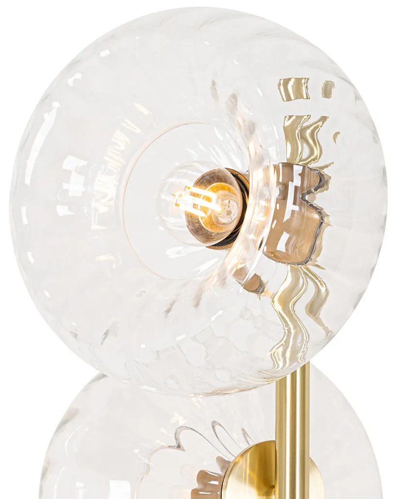 Candeeiro de pé Art Déco dourado com vidro 3-luzes - Ayesha Art Deco
