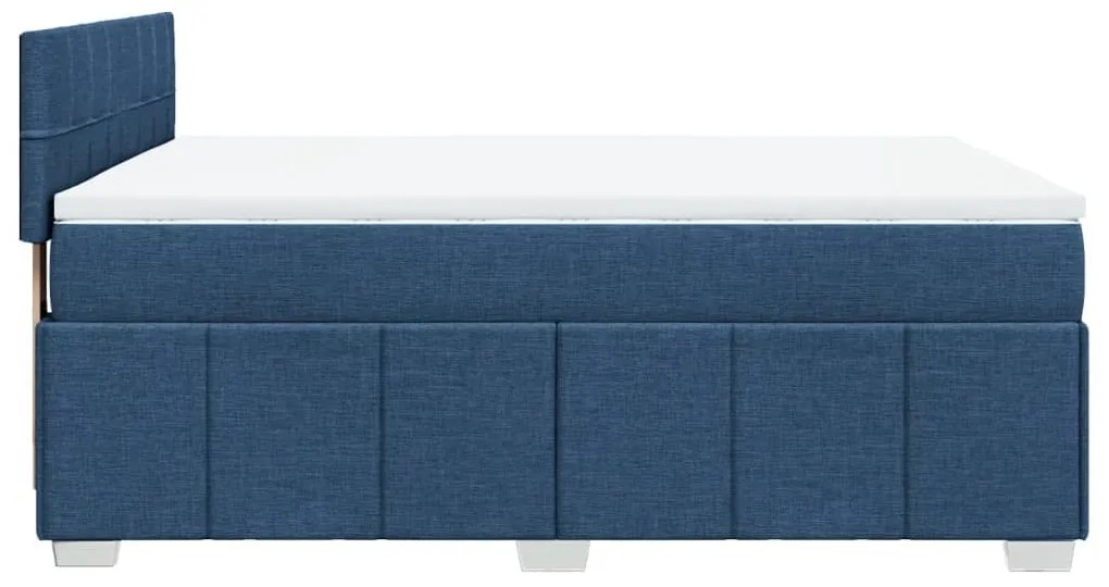 Cama com molas/colchão 160x200 cm tecido azul