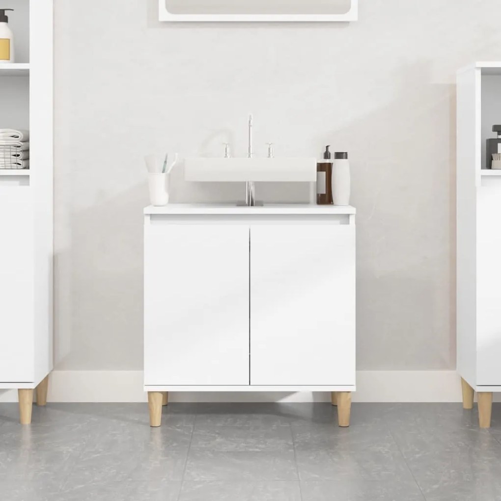821254 vidaXL Móvel p/ lavatório 58x33x60 cm deriv. madeira branco brilhante