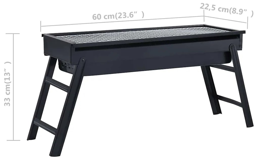 Churrasqueira portátil para campismo 60x22,5x33 cm aço
