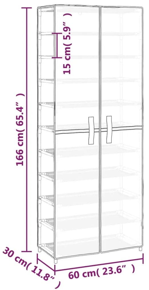 Sapateira 60x30x166 cm tecido cor creme