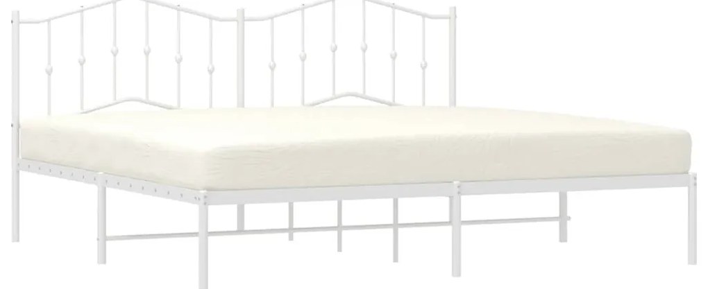 Estrutura de cama com cabeceira 193x203 cm metal branco