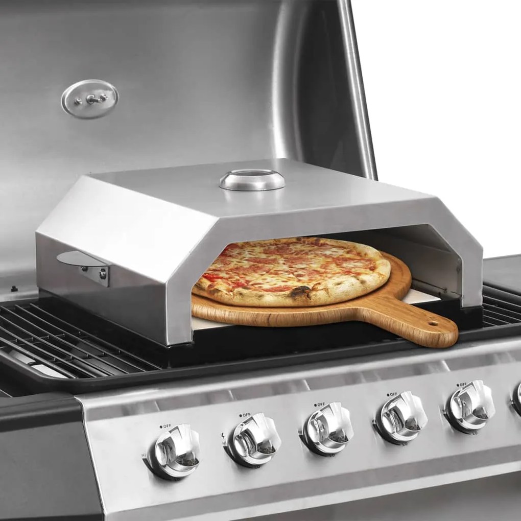 47395 vidaXL Forno de piza c/ pedra cerâmica p/ churrasqueira carvão ou gás