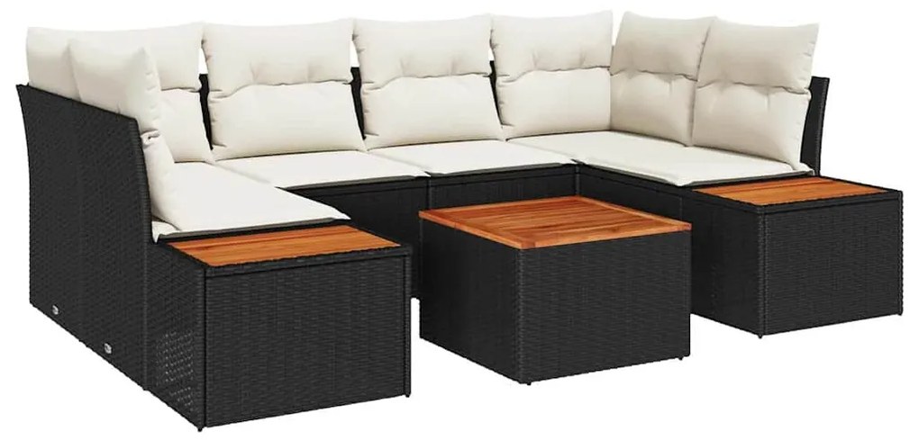Conjunto de Sofá de Jardim vidaXL de 6 peças com Almofadas Preto Polyr
