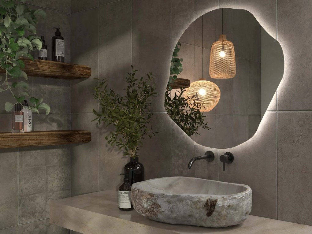 Espelho LED orgânico com iluminação A35 80×81
