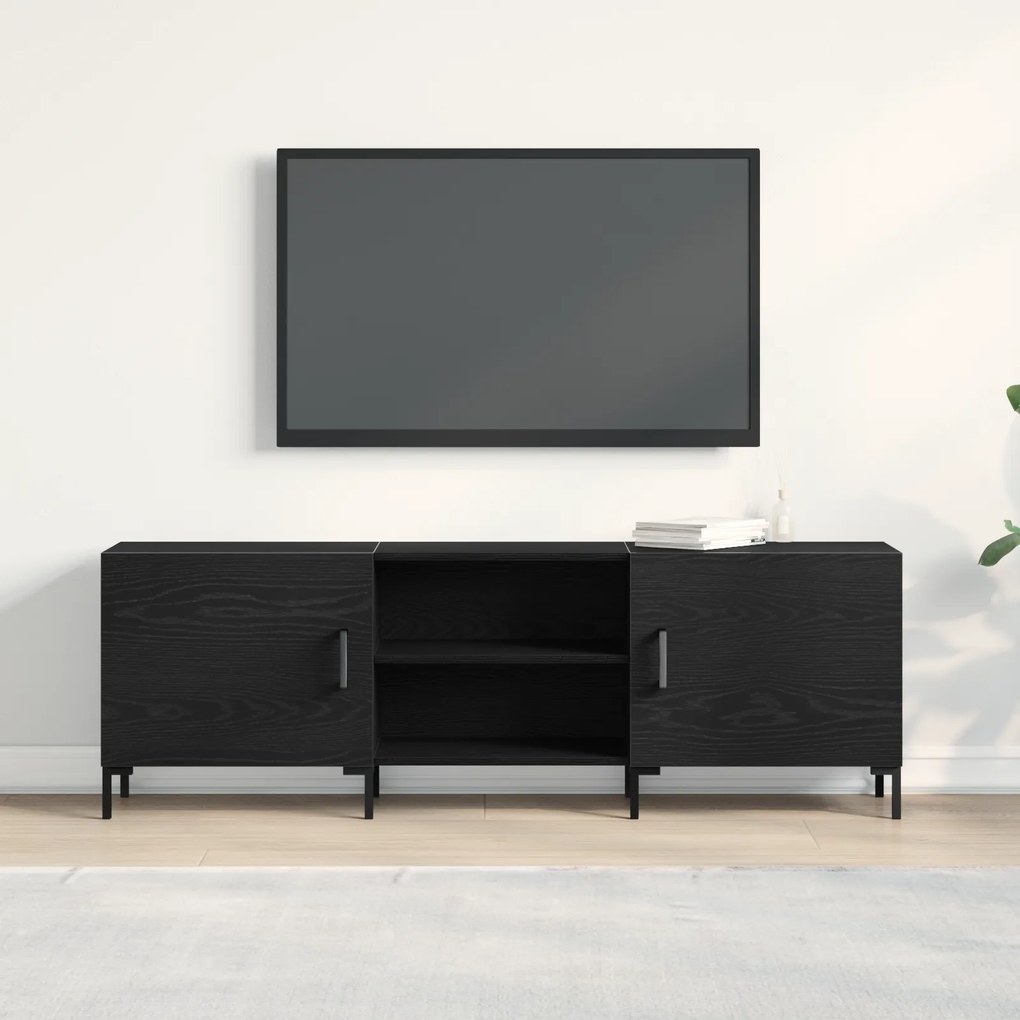 Armário para TV vidaXL Preta Carvalho 150x30x50 cm em Madeira Derivada