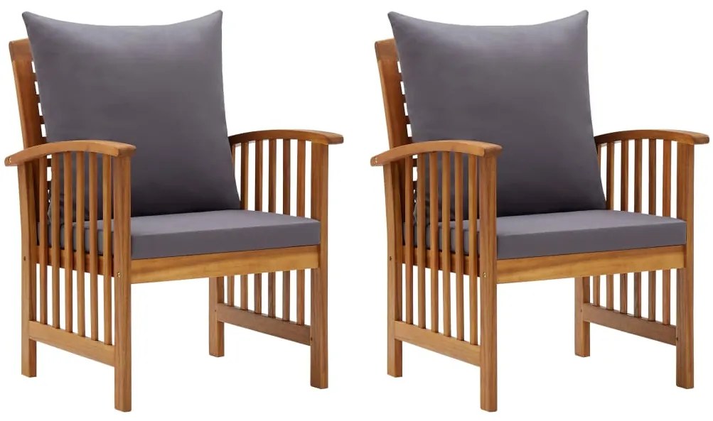 Cadeiras de jardim c/ almofadões 2 pcs madeira acácia