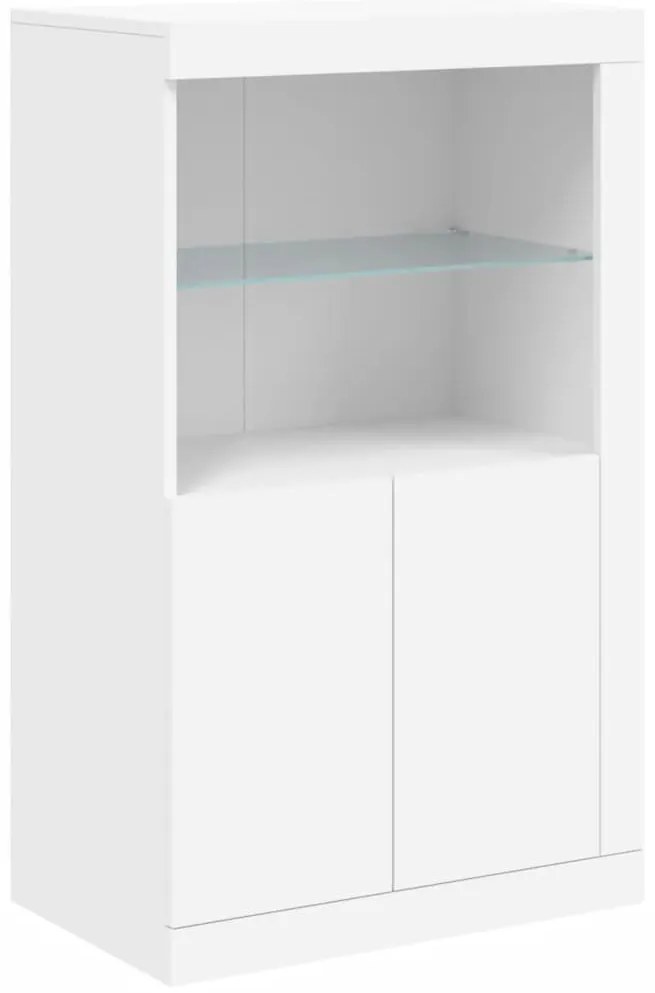 Armário de apoio com luzes LED derivados de madeira branco