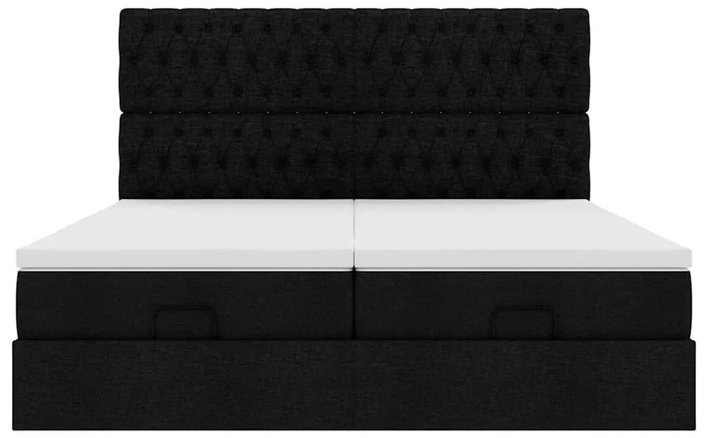 63 / 5,000vidaXL Estrutura de cama otomana com colchões tecido preto