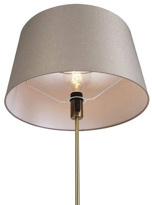 Candeeiro de pé em bronze com cúpula de linho bege 45 cm ajustável - Parte Country / Rústico