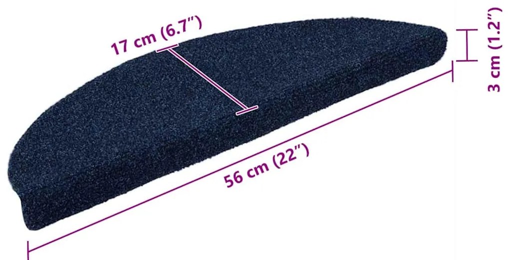 Tapetes escada autoadesivos 10 pcs 56x17x3 cm azul-marinho