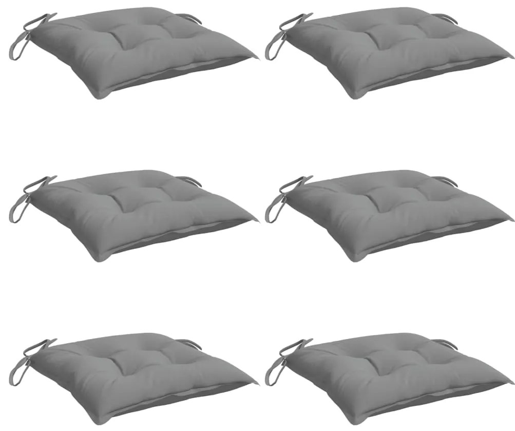 Almofadões de cadeira 6 pcs 40x40x7 cm tecido oxford cinza