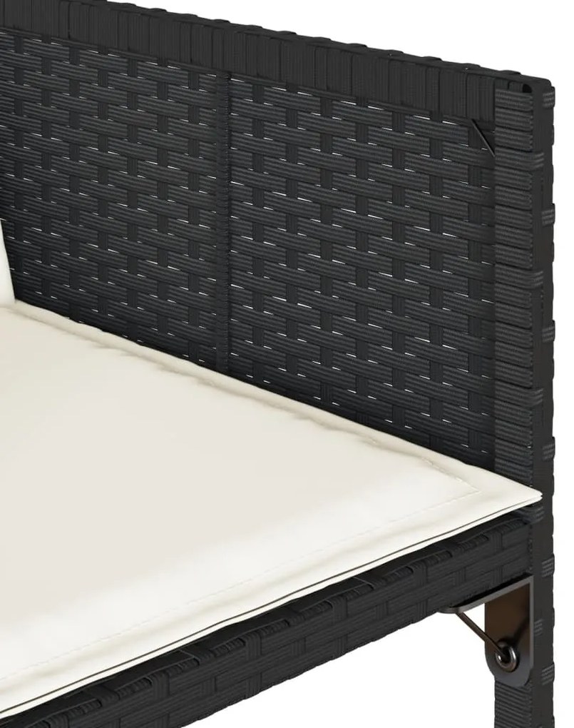 15 pcs conjunto de jantar p/jardim com almofadões vime PE preto