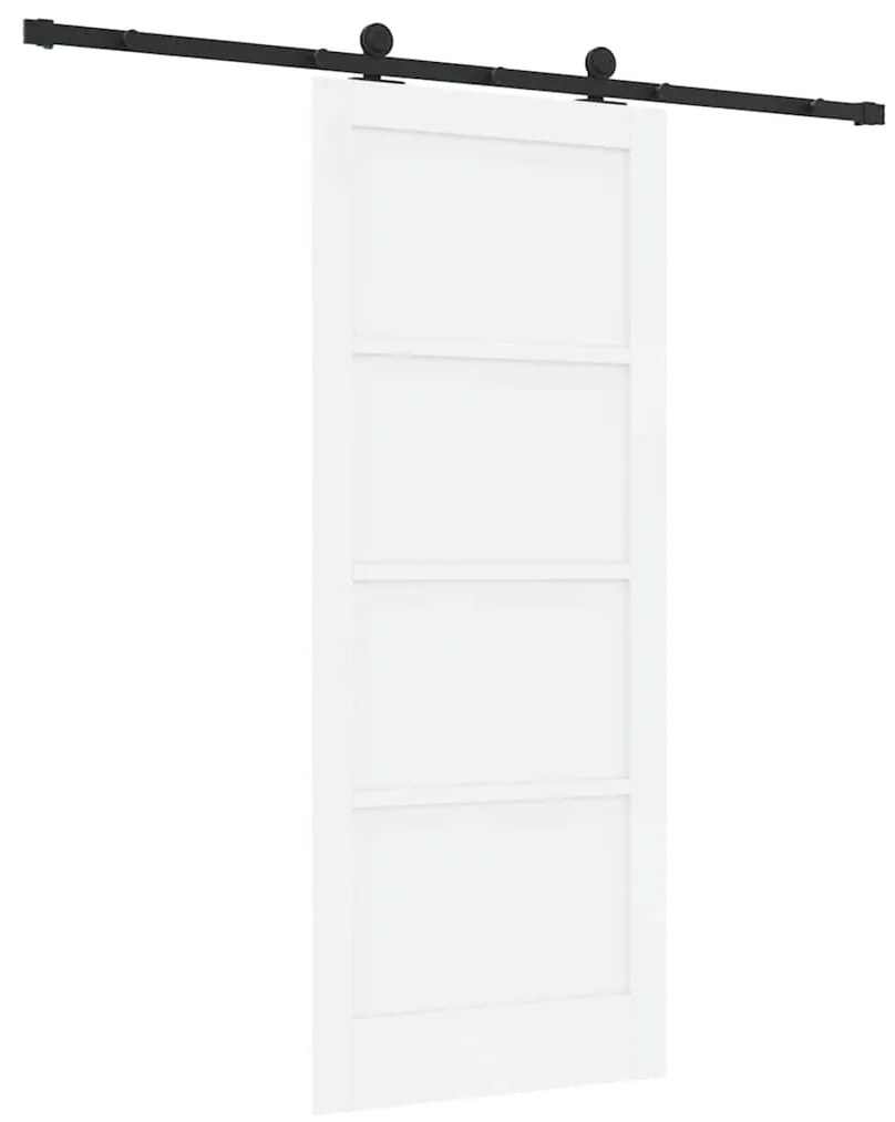 Porta Deslizante com Kit de Hardware Branca 83x202 cm Madeira Sólida d