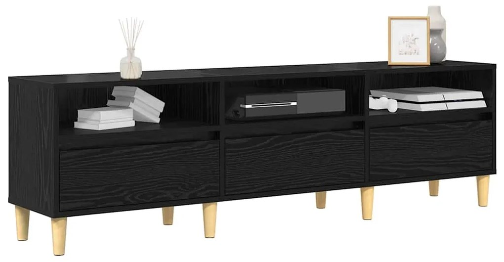 Gabinete para TV com gaveta com prateleira Carvalho preto 150 x 30 x 4