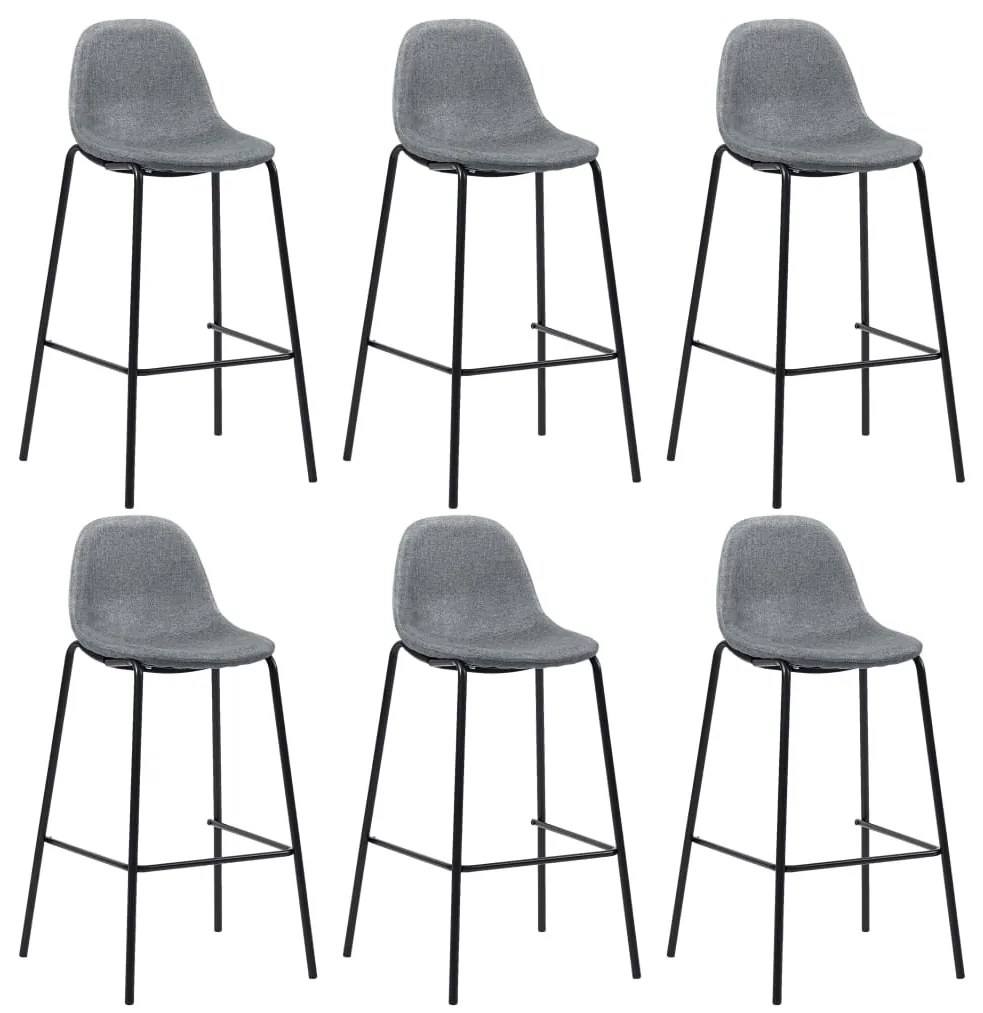 vidaXL Cadeiras de bar 6 pcs tecido cinzento-claro