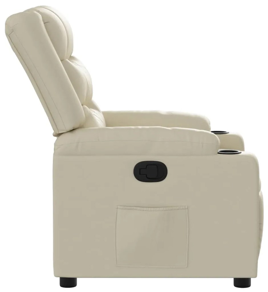 Poltrona reclinável couro artificial cor creme