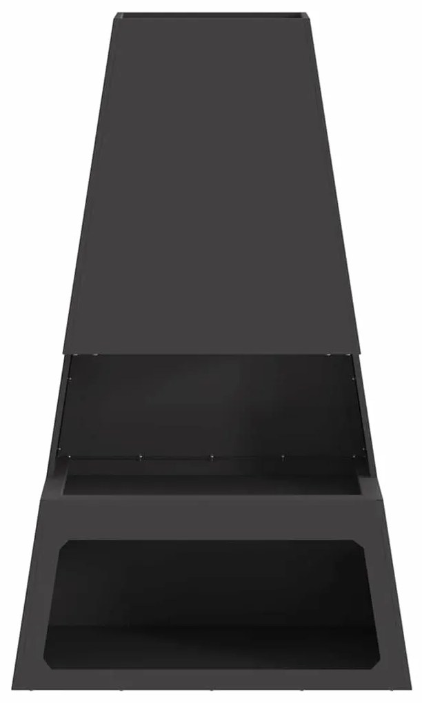 Fogueira vidaXL com armazenamento de lenha Preto 60x35x100 cm Aço