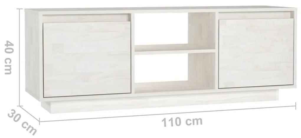 Móvel de TV 110x30x40 cm madeira de pinho maciça branco