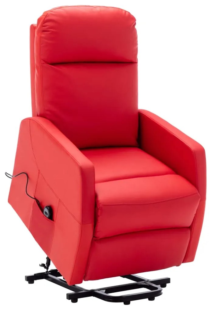 vidaXL Poltrona elevatória couro artificial vermelho