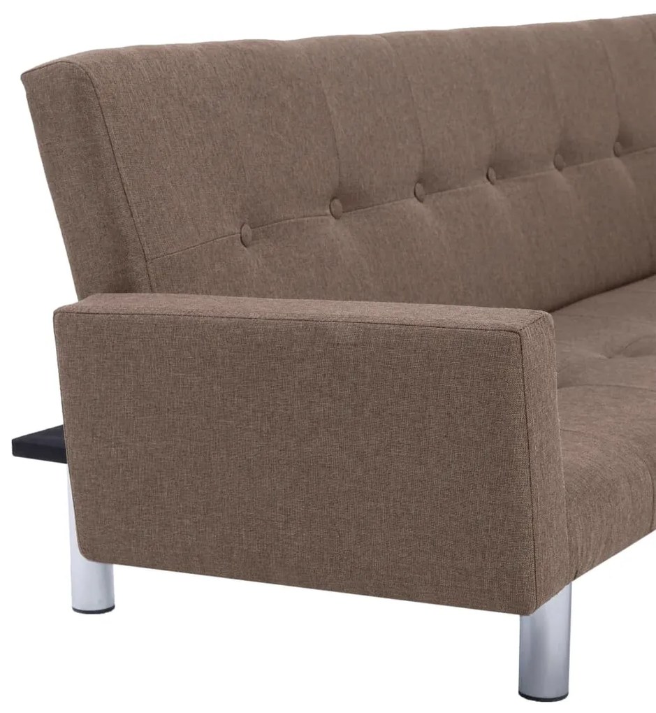 Sofá-Cama Luppin em Tecido - Castanho - Design Moderno