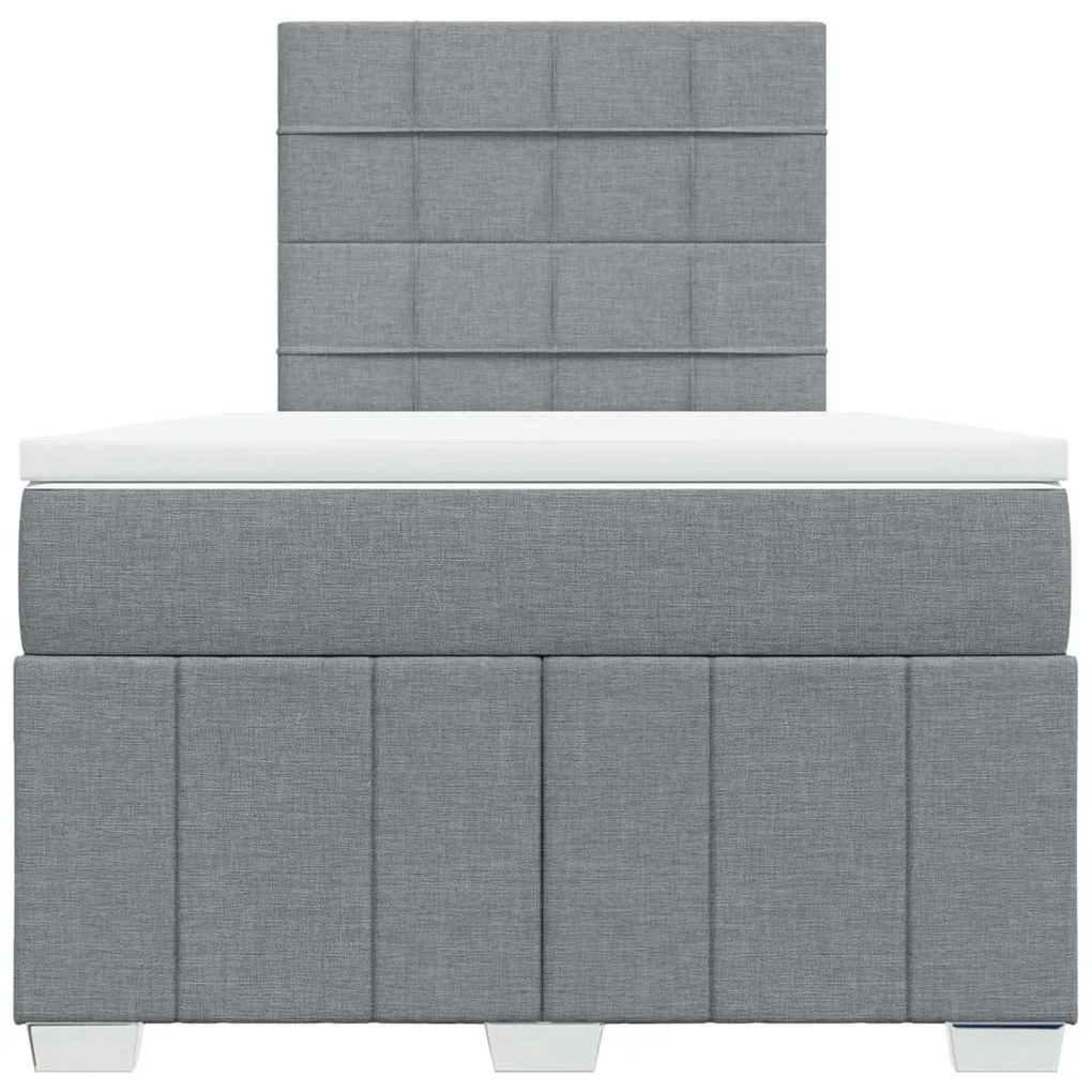 Cama boxspring com colchão 120x190 cm tecido cinzento-claro