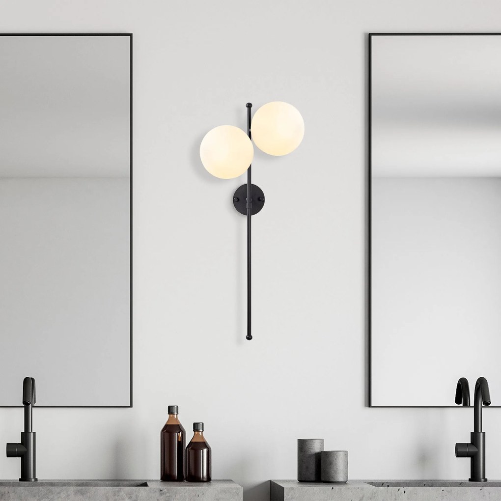 Candeeiro de Parede Fazli – Preto e Creme – 32 x 27 x 72 cm