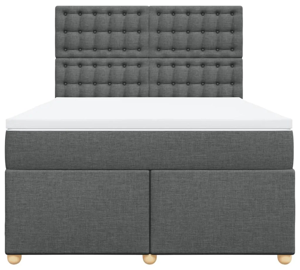 Cama com molas/colchão 140x190 cm tecido cinzento-escuro
