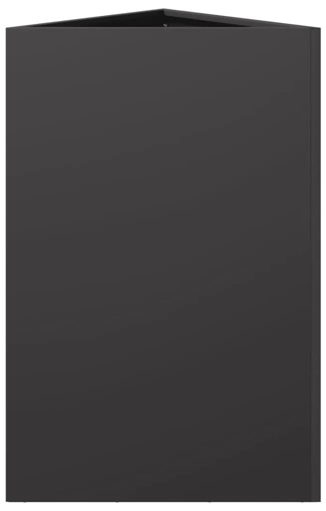 Vaso/floreira de jardim triangular 50x43x75 cm aço preto