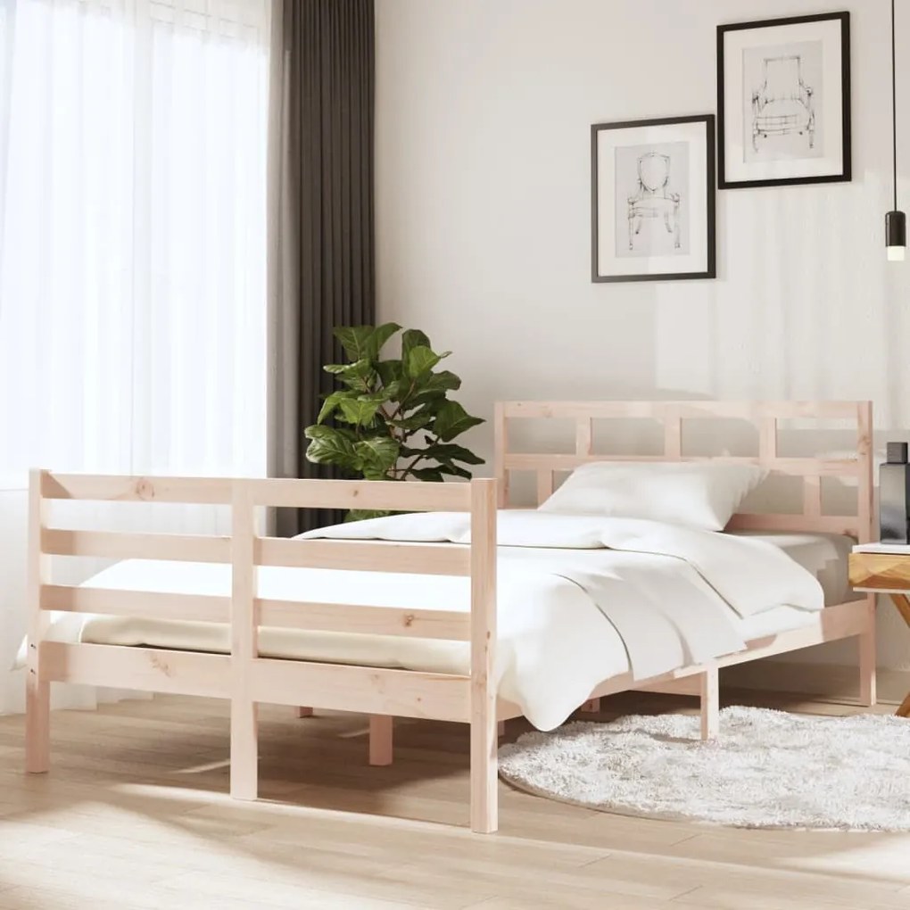 vidaXL Estrutura de cama pequena casal 120x190 cm pinho maciço