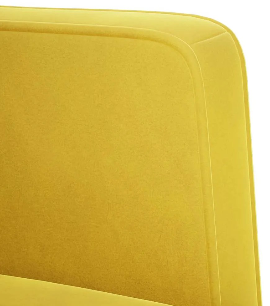 Poltrona com apoio de braços 53 cm veludo amarelo