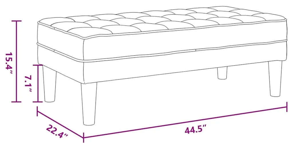 Banco vidaXL Cinza claro 113x57x39 cm Tecido