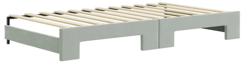 Sofá-cama com gavetão 100x200 cm veludo cinzento-claro