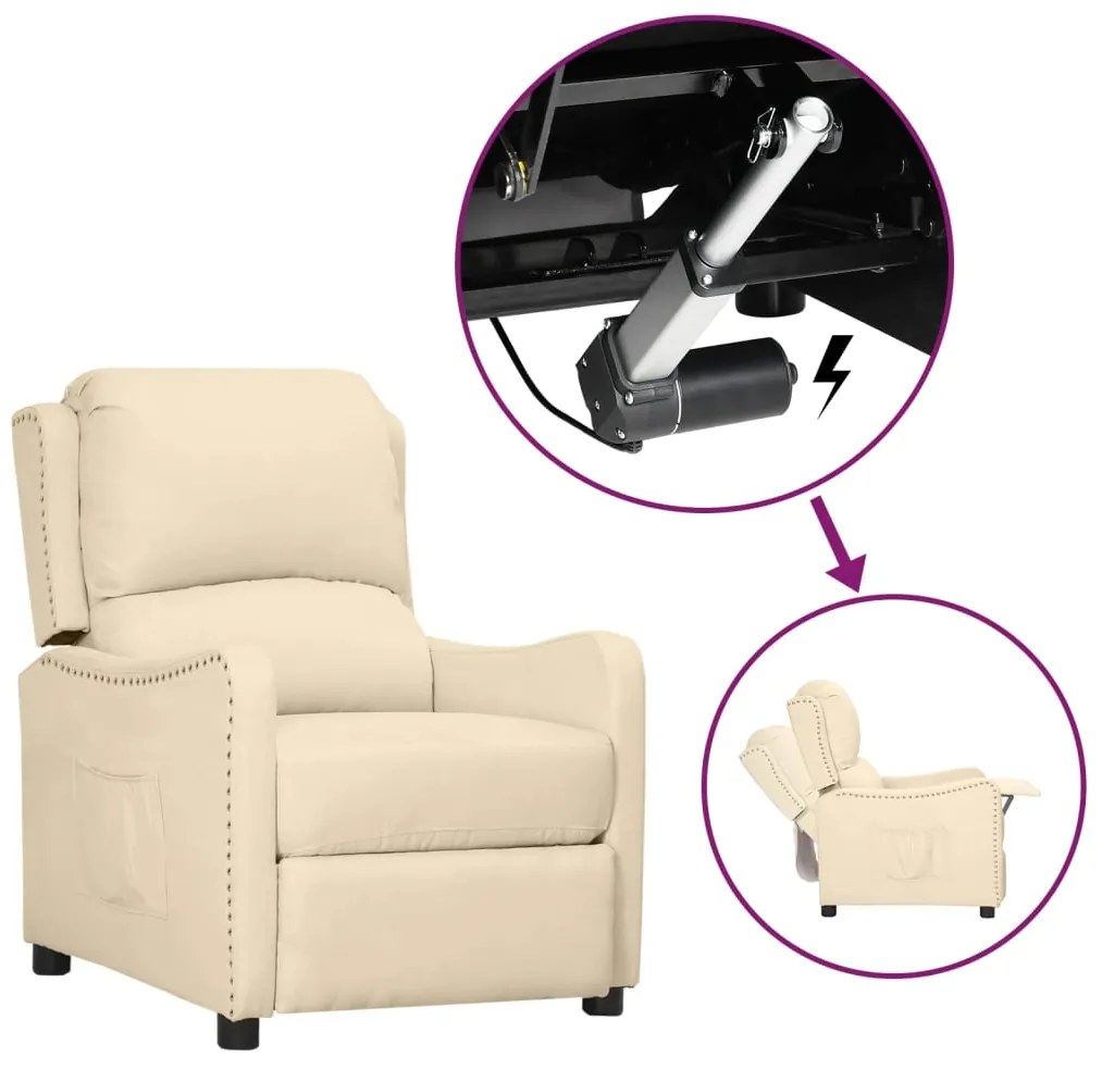 vidaXL Poltrona elevatória tecido cor creme