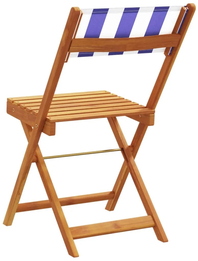 Cadeiras de jardim dobráveis 8 pcs tecido/madeira azul e branco