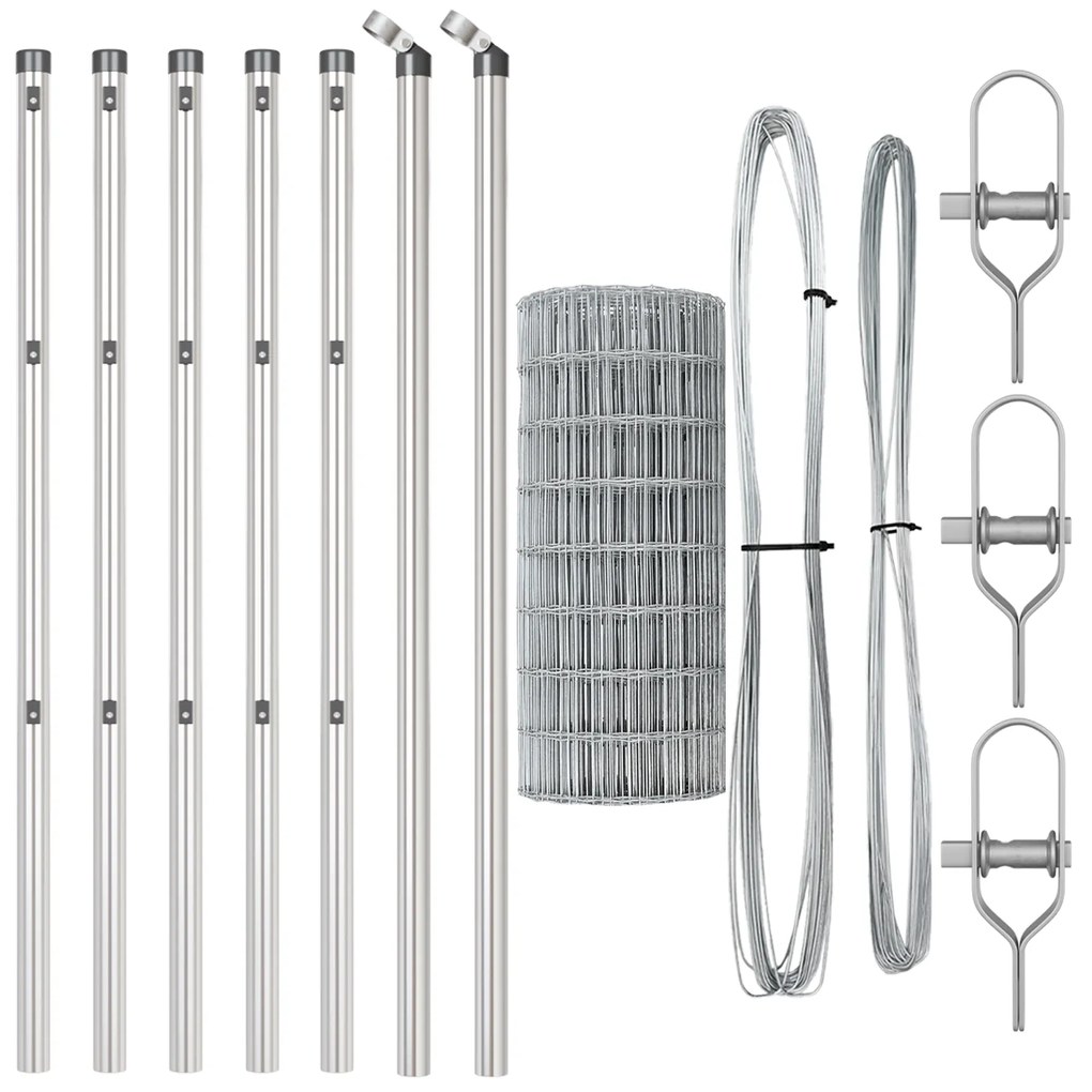 Cerca Euro com 7 Postes 0.8x10 m Aço Galvanizado