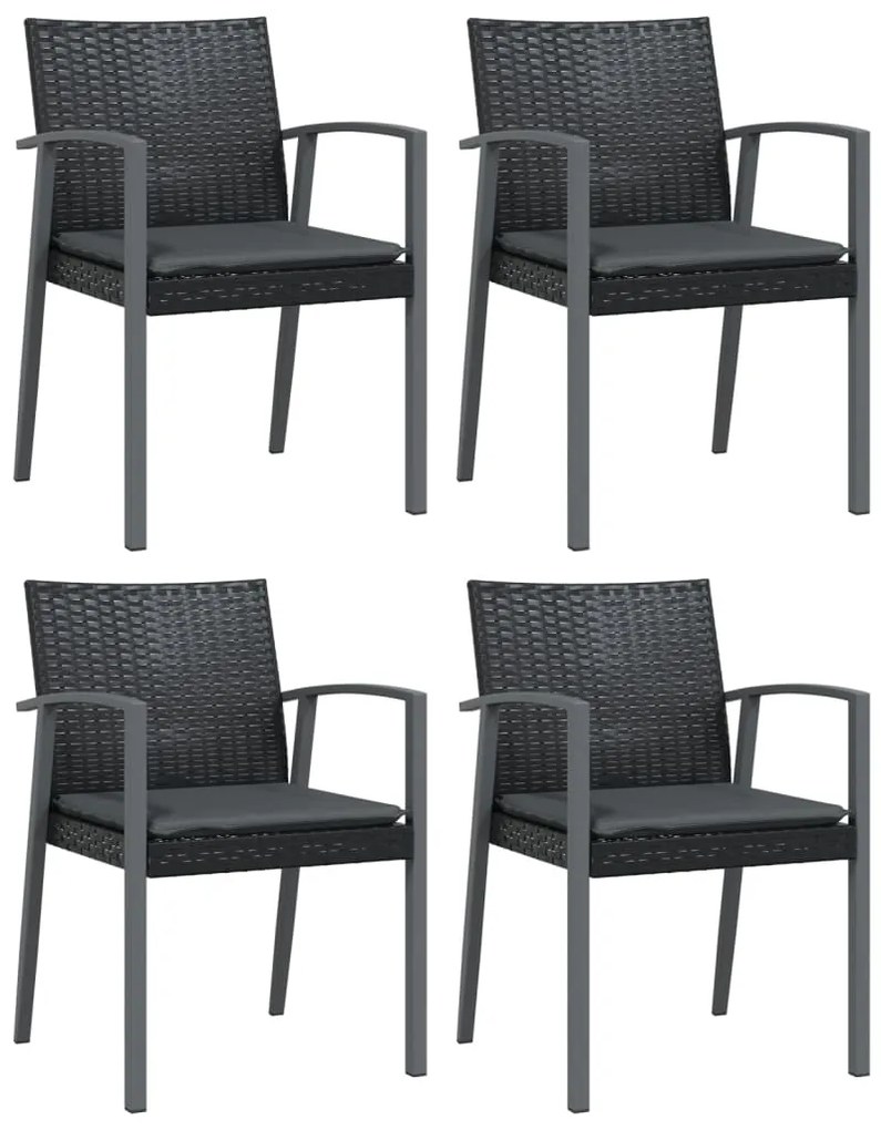 5 pcs conjunto de jantar p/ jardim c/ almofadões vime PE e aço